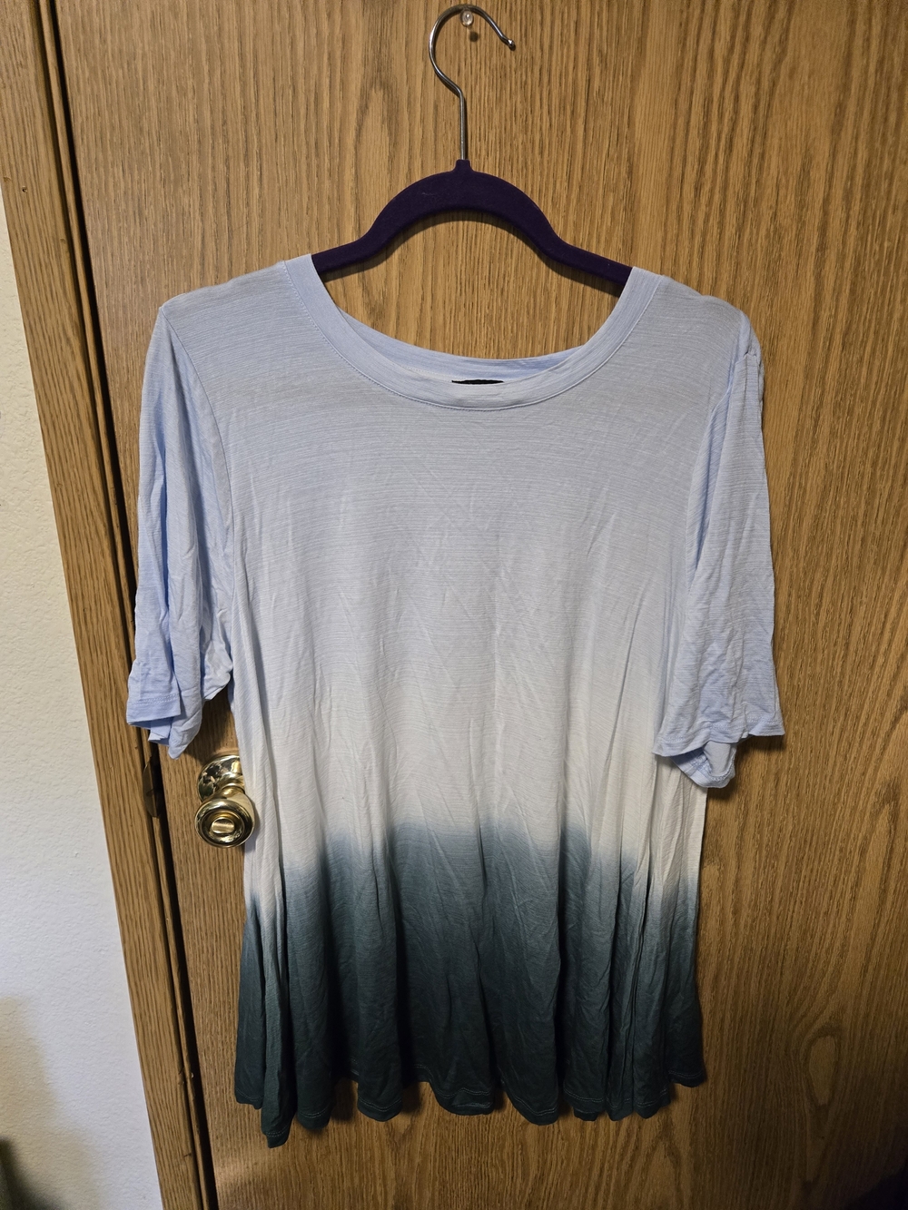 Lane Bryant Ombre Short-Sleeve Tee in Light Blue to Dark Teal